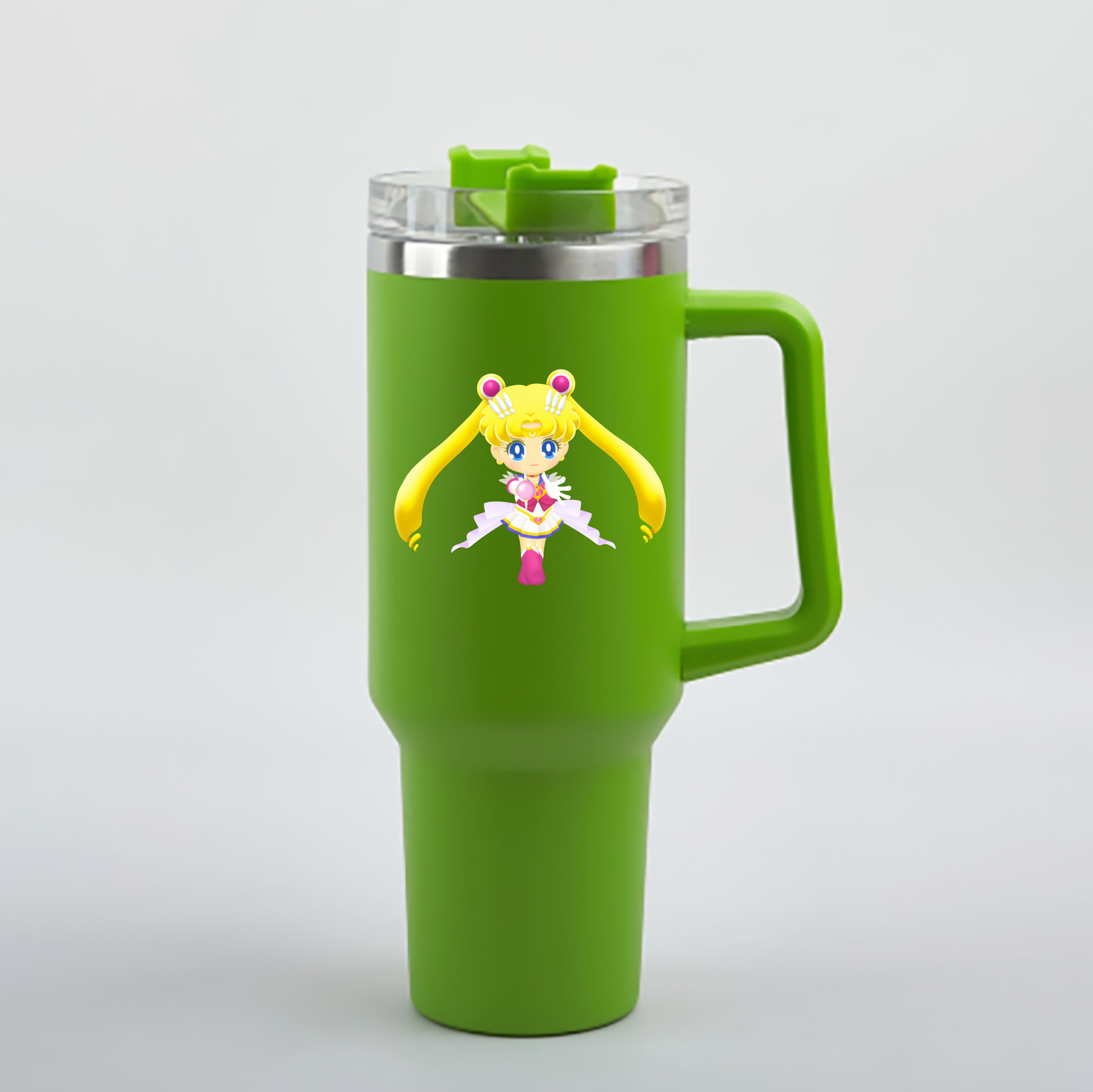 （画像用） 美少女戦士セーラームーン 月野 うさぎ つきの うさぎ Sailor Moon Tsukino Usagi 1200mL車用タンブラー - クリスタルステッカー（プラスチックストロー付き）